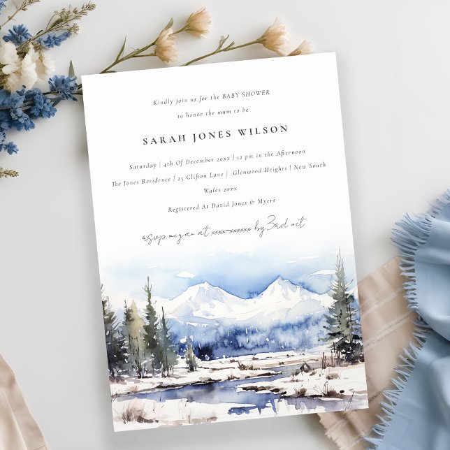 Winter Snow Mountain Ski Landscape Baby Shower Invitation (Creator Uploaded)