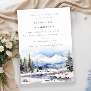 Winter Snow Mountain Ski Landscape Engagement Invitation