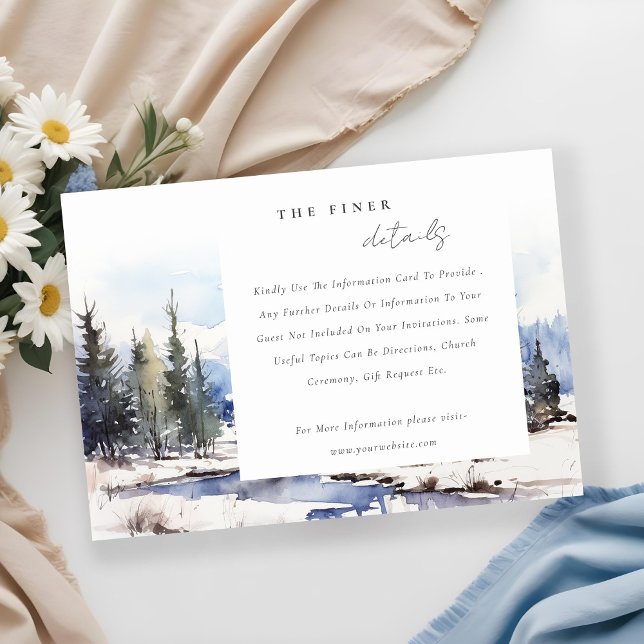 Winter Snow Mountain Ski Landscape Wedding Detail Enclosure Card (Creator Uploaded)