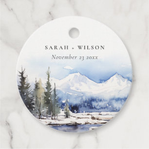 Winter Snow Mountain Ski Landscape Wedding Favour Tags