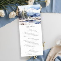 Winter Snow Mountain Ski Landscape Wedding Menu