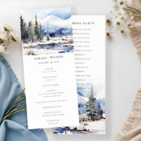 Winter Snow Mountain Ski Landscape Wedding Program