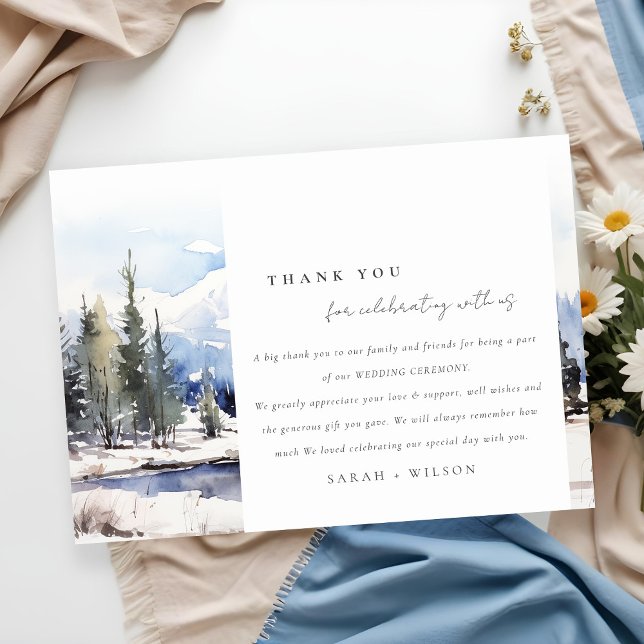  Winter Snow Mountain Ski Landscape Wedding Thank You Card (Creator Uploaded)
