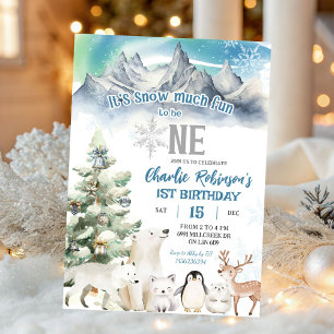 Winter Snow Much Fun To Be One Boy First Birthday Invitation