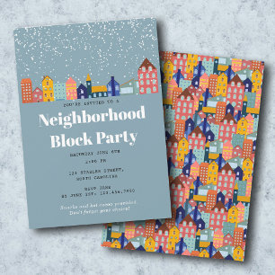 Winter Snow Neighborhood Block Party Invitation