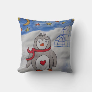 Winter Snow Penguin Cushion