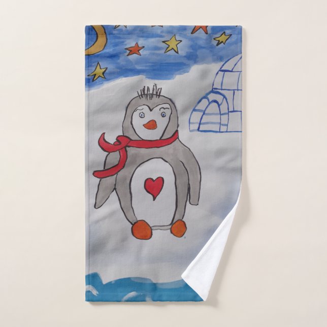 Winter Snow Penguin Towel (Hand Towel)