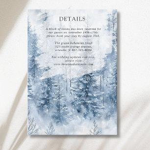 Winter Snow Pine Tree Forest Wedding Details Enclosure Card