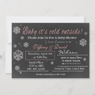 Winter Snow pink Couple's Baby shower Invitation