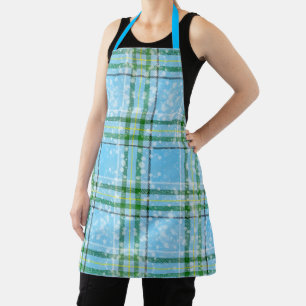 Winter Snow Plaid Tartan Design Apron