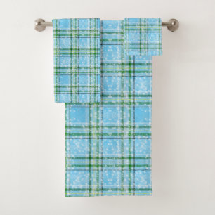 Winter Snow Plaid Tartan Design Bath Towel Set