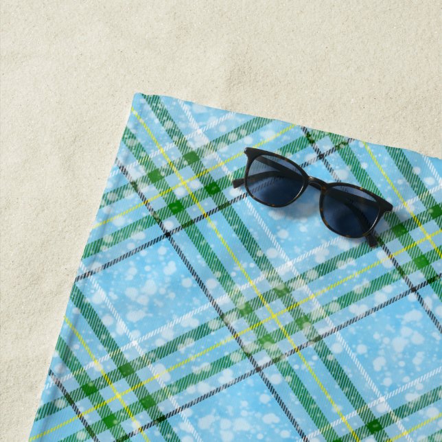 Winter Snow Plaid Tartan Design  Beach Towel (In Situ)