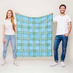 Winter Snow Plaid Tartan Design  Fleece Blanket