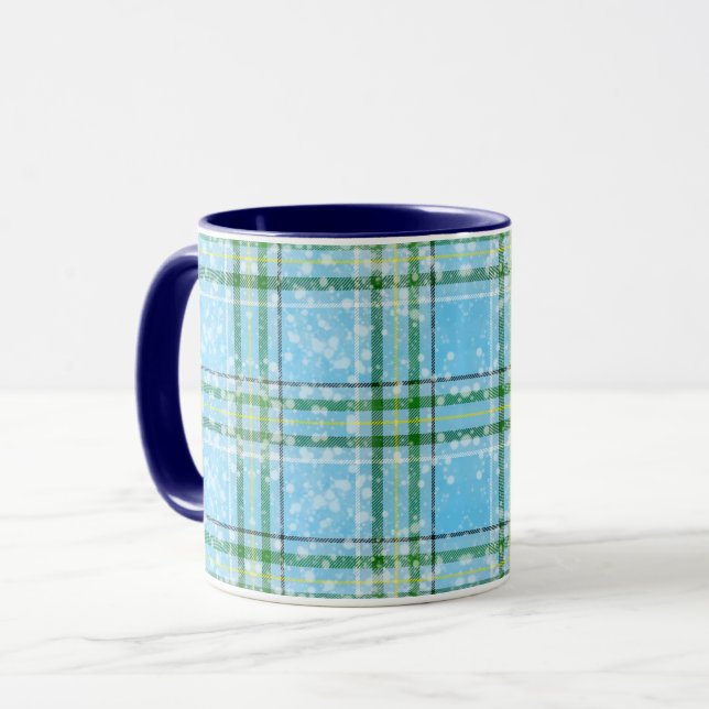 Winter Snow Plaid Tartan Design  Mug (Front Left)