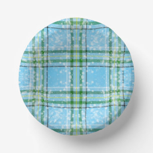 Winter Snow Plaid Tartan Design  Paper Plate