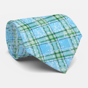 Winter Snow Plaid Tartan Design  Tie