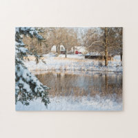 Winter Snow Pond & Barns Tennessee Photography