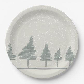 Winter Snow Scene Christmas Party Plate