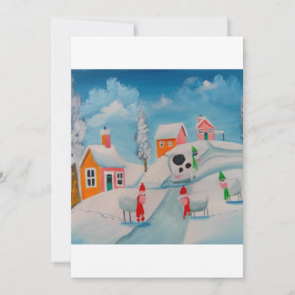 winter snow scene sheep folk art