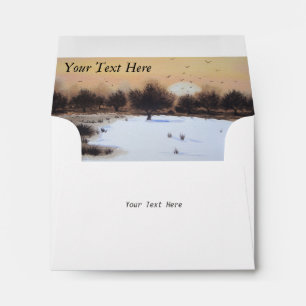 winter Snow scene woodland landscape art design Envelopes