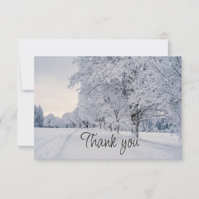 Winter Snow Scenery Frost Trees Thank You Card (Front)
