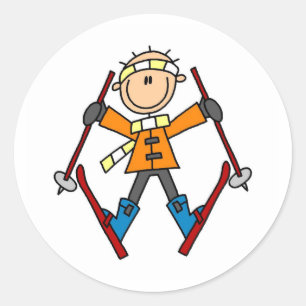 Winter Snow Ski Classic Round Sticker