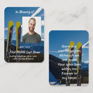 Winter Snow Skiing Skier Memorial Keepsake Business Card