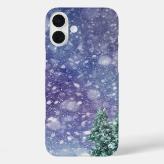 Winter Snow sparkly black and White iPhone 16 Plus Case