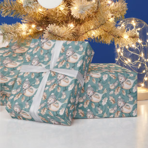 Winter Snow Sparrow Watercolor Hand-painted Wrapping Paper