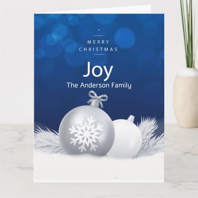 Winter snow tree baubles DIY family holiday wishes Card (Front)