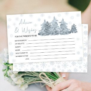 Winter snow trees baby shower advice wishes card