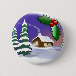 Winter Snow Trees Home Christmas Peace Destiny 6 Cm Round Badge