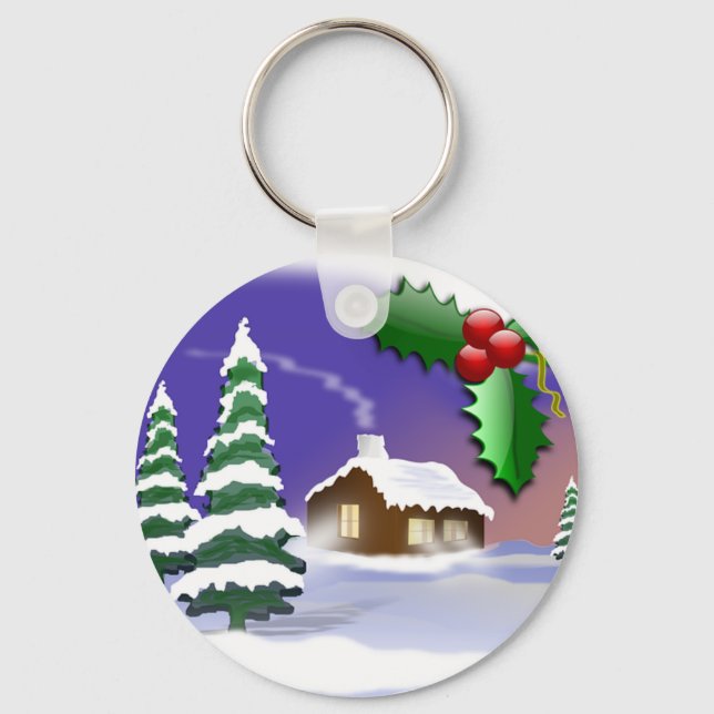 Winter Snow Trees Home Christmas Peace Destiny Key Ring (Front)