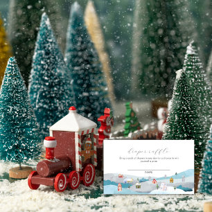 Winter Snow Village Diaper Raffle Baby Shower  Enclosure Card