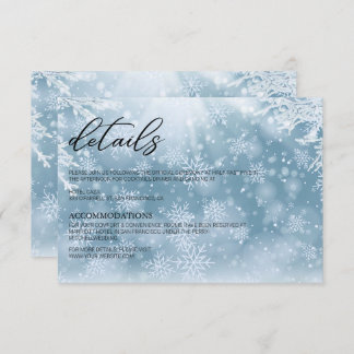 Winter Snow Wedding Details Card