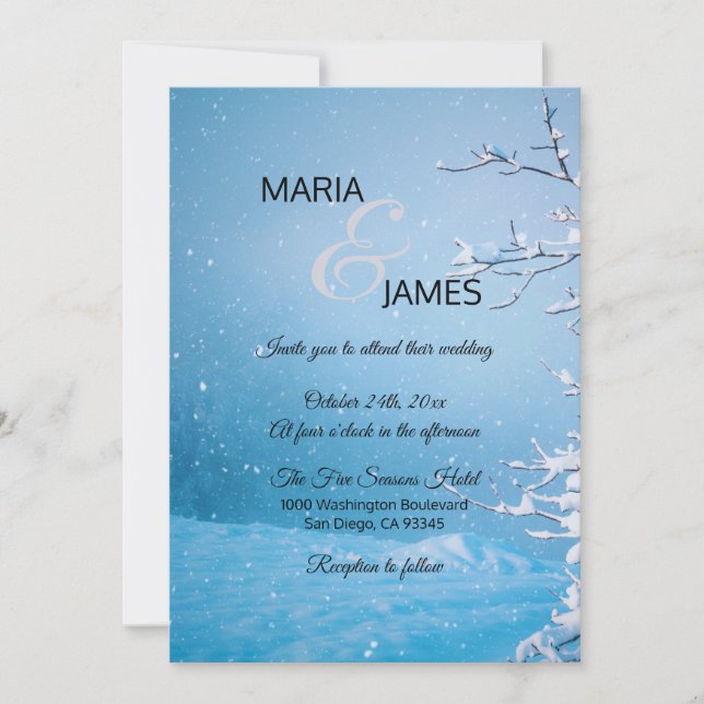 Winter Snow Wedding Invitation (Front)