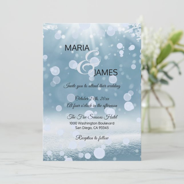 Winter Snow Wedding Invitation (Standing Front)