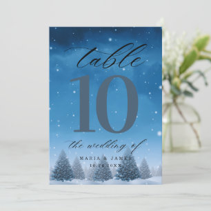Winter Snow Wedding Table Number