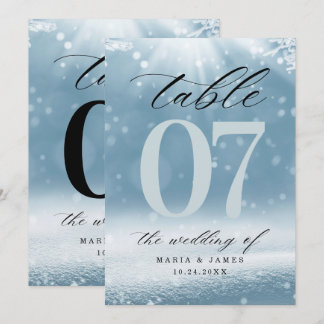 Winter Snow Wedding Table Number