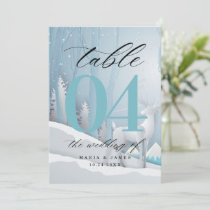 Winter Snow Wedding Table Number