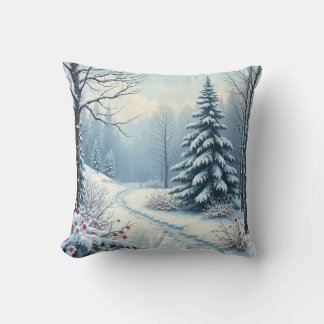 Winter snow woods and forest cushion