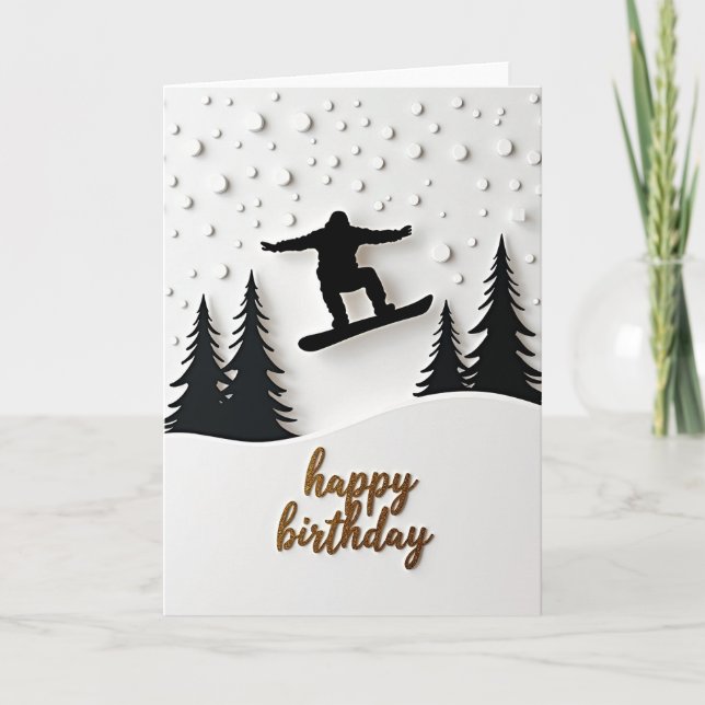 Winter Snowboarder Birthday Card (Front)