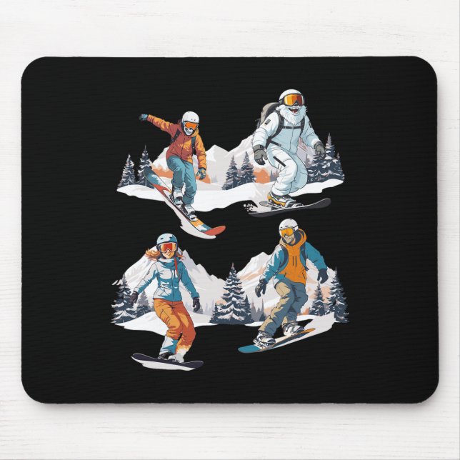 Winter Snowboarding Set With Dynamic Action Design Mouse Pad (Front)