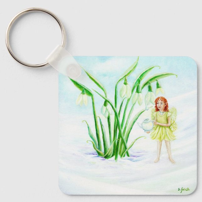 Winter Snowdrop Fairy Magic Key Ring (Front)