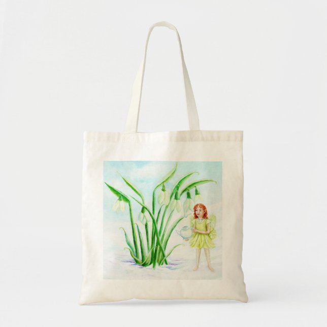 Winter Snowdrop Fairy Magic Tote Bag (Front)