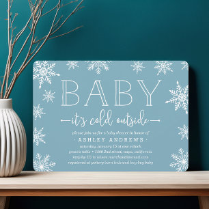Winter Snowfall Baby Shower Invitation   Blue