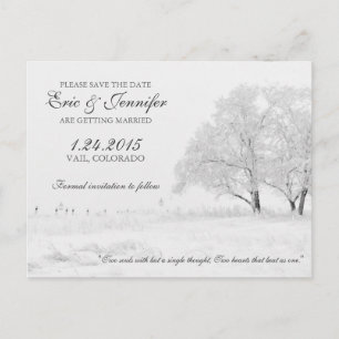 Winter Snowfall Classic Wedding Save the Date Announcement Postcard