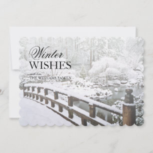 Winter snowfall on bridge in Garden, Portland