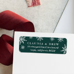 Winter Snowfall Return Address Label | Forest<br><div class="desc">Simple and elegant with a festive snowflake overlay at the edges,  our wintry return address labels feature modern typography in crisp white on a wintry forest green background. Perfect for all your winter holiday cards and correspondence. Designed to coordinate with our Merrily Ever After collection.</div>