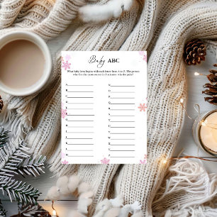 WInter Snowflake Baby ABC Baby Shower Game Card